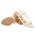 Sandalia Salto Alto Feminino Branco Jovem Tiras Detalhe