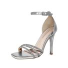 Sandália Salto Alto Fino 12 cm Luiza Sobreira Strass Prata Mod. 2242
