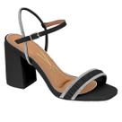 Sandalia Salto Alto Grosso Vizzano Social Strass Brilho Chic