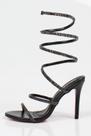 Sandália Salto Alto Week Shoes Espiral Strass Preto