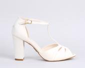 Sandália Salto Bloco 10cm Velvet Off White CBK