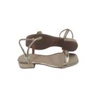 Sandalia salto bloco baixo ouro light