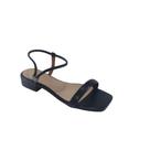Sandalia salto bloco baixo preto