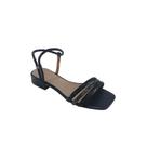 Sandalia salto bloco baixo preto / onix