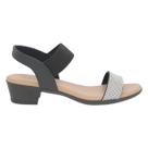Sandália Salto Bloco de Couro Detalhe em Strass Feminino Usaflex PA02001002 Preto