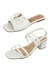 Sandália Salto Bloco Tiras Duplas + Rasteira Rasteirinha Laço Branco Bellinda Shoes Sandália Salto Bloco Tiras Duplas + Rasteira Rasteirinha Laço Branco Bellinda Shoes
