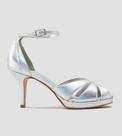 Sandália Salto Fino 7cm Couro Prata CBK