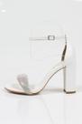 Sandália Salto Grosso Week Shoes Tira Strass Branco