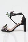 Sandália Salto Reto Week Shoes Borboletas Preto