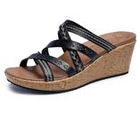 Sandália Skechers Beverlee Tiger Posse Anabela Preta 10 EUA Sandália Skechers Beverlee Tiger Posse Anabela Preta 10 EUA