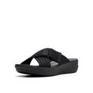 Sandália Slide Clarks Arla Wave feminina preta têxtil 7,5 EUA