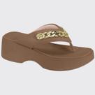 Sandália Slide Feminina Anabela Bloco Alto Bottons Moleca 5503.11718462 -