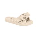 Sandália Slide Modare Feminina Nobuck Ultra Soft Laço Creme