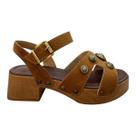 Sandalia Tamanco Feminino Beira Rio Casual Tratorado Camurça Salto Bloco 8559.104 Caramelo
