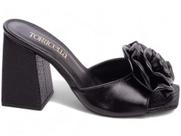 Sandália Tamanco Feminino Salto Cor Preto com Detalhes Flor Sandália Tamanco Feminino Salto Cor Preto com Detalhes Flor