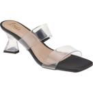 Sandalia Tamanco Saltinho Fino Taça Cristal Vinil Transparente Moda 233-001