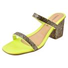 Sandalia Tamanco Salto Grosso Strass