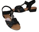 Sandália usaflex uc1003 média conforto em couro com enfeites preto Sandália usaflex uc1003 média conforto em couro com enfeites preto