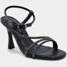 Sandália Via Marte Salto Alto Strass Feminina - Preto