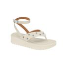 Sandália Vizzano Feminina Flatform Pedrarias Conforto Branco Off