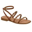 Sandália Vizzano Rasteira Feminina Spikes Dourados Conforto Tiras -