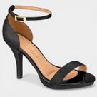Sandália Vizzano Salto Fino Tira Brilho Verniz Feminina - Preto - 37