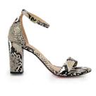 Sandália VL Animal Print Bico Redondo e Salto Bloco 9cm