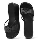 Sandálias Accloris Black Platform Femininas Chunky Goth Floral Wedge