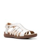 Sandálias Clarks April Belle femininas de couro branco Sandálias Clarks April Belle femininas de couro branco