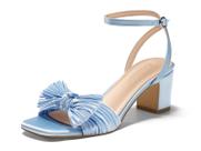 Sandálias Coutgo Bow Heels Block Low Heel Femininas Azuis Tamanho 42