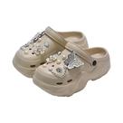 Sandálias De Praia E Sapatos De Jardim Femininos DIY Com Corrente Prateada E Decoração De Urso