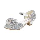 Sandálias De Princesa Para Meninas Em 5 Cores Com Laço E Salto Alto, Sapatos De Festa Em Ouro, Rosa,