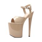 Sandálias De Salto Alto Bege 20cm 8 Polegadas Para Mulheres, Sapatos Sexy Para Dança No Pole