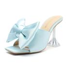 Sandálias de salto alto LIURUIJIA femininas Baby Blue Satin Bow Mule