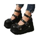 Sandálias Femininas Clássicas Punk Lolita Com Salto Super Alto Plataforma Anabela E Fivela Estilo Sandálias Femininas Clássicas Punk Lolita Com Salto Super Alto Plataforma Anabela E Fivela Estilo