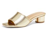 Sandálias femininas Coutgo Chunky Heels Mules PU Gold tamanho 9,5