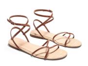 Sandálias femininas Coutgo, de tiras planas, bico aberto, marrons, tamanho 7,5 Sandálias femininas Coutgo, de tiras planas, bico aberto, marrons, tamanho 7,5