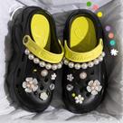 Sandálias Femininas Plataforma Chunky Slip on Com Corrente De Pérolas DIY, Chinelos De EVA Com Sola