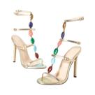 Sandálias Gladiadoras Femininas De Salto Alto Para O Verão, Design Sexy Com Fivela E Tiras, Abertas