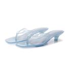 Sandálias NHBEOEN Jelly Thong Kitten Heel para mulheres, azul, tamanho 7