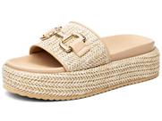 Sandálias plataforma Cougo Raffia Alpargatas femininas