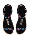 Sandálias SweatyRocks Flower Braided Flat com alça de tornozelo preta