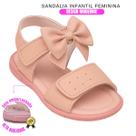 Sandalinha Infantil Rosa Menina Fecho em tiras autocolantes Detalhe com Laço Confortável e Leve