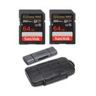 SanDisk Extreme PRO 64GB 200MB/s Cartão de Memória SDXC UHS-I (Kit com 2 unidades) com Estojo de Armazenamento e Leitor de Cartão SD (3 Itens) SanDisk Extreme PRO 64GB 200MB/s Cartão de Memória SDXC UHS-I (Kit com 2 unidades) com Estojo de Armazenamento e Leitor de Cartão SD (3 Itens)