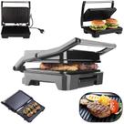 Sanduicheira 1000W Grill 2 em 1 Inox 110V ou 220V Antiaderente Refeição Lanche Rápido Café Manhã Carne Grelhada Compacta