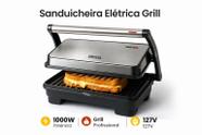 Sanduicheira Elétrica Grill 1000W Inox Crocante e Suculento em Minutos, Rápida, Potente e Antiaderente