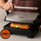 Sanduicheira Elétrica Grill 1000W Preparar Lanches Sanduíches Carnes Finas Legumes Petiscos de Forma Rápida Prática e mais Saudável Inox