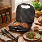 Sanduicheira Grill Elétrica 750W Antiaderente Prensa Dupla 2em1 Sanduiche Tostex Misto Quente Lanches Carnes Hamburguer Chapas Compacta Rápido Cozinha