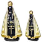 Santa Em Gesso Nossa Senhora Aparecida Manto C/ Pérolas