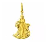 Santa Yemanja Grande Medalha 3 Cm Ouro 18k Pingente Iemanja Rainha do Mar K220